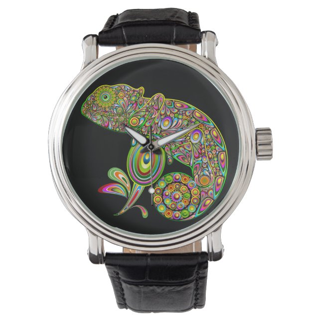 Chameleon Psychedelic Fantasy Horloge (Voorkant)