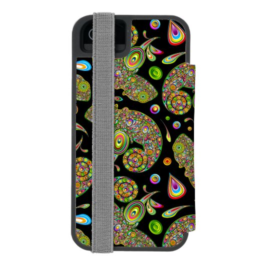 Chameleon Psychedelic Fantasy Incipio iPhone Portemonnee Hoesje (Agenda Achterkant)