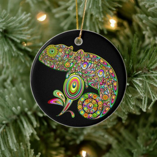 Chameleon Psychedelic Fantasy Keramisch Ornament (Boom)