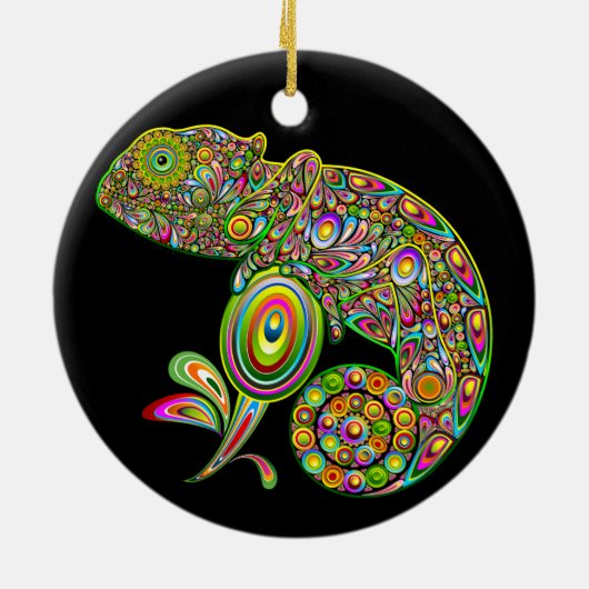 Chameleon Psychedelic Fantasy Keramisch Ornament (Achterkant)