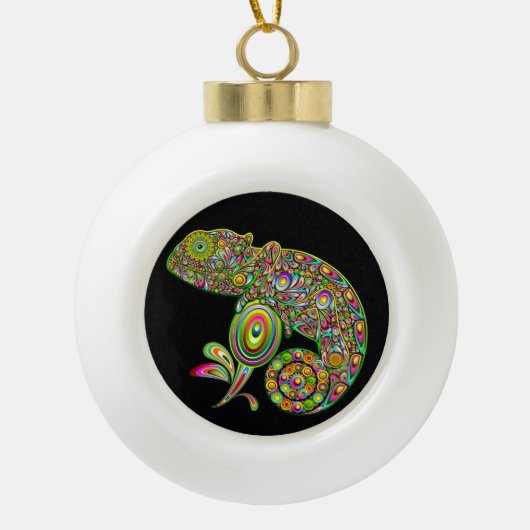 Chameleon Psychedelic Fantasy Keramische Bal Ornament (Voorkant)