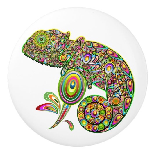 Chameleon Psychedelic Fantasy Keramische Knop (Voorkant)