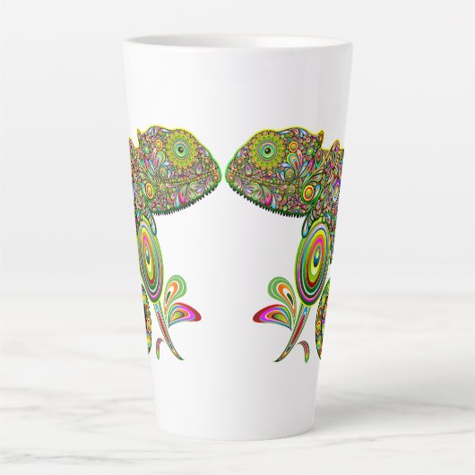 Chameleon Psychedelic Fantasy Latte Mok (Voorkant)