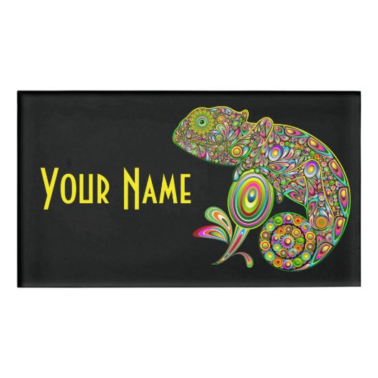 Chameleon Psychedelic Fantasy Naambadge (Voorkant)