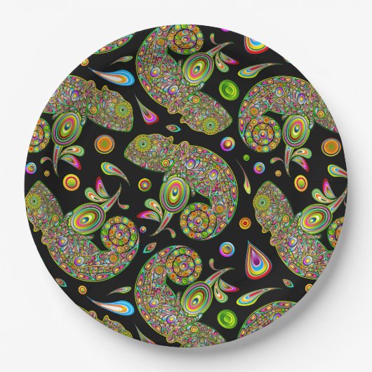 Chameleon Psychedelic Fantasy Papieren Bordje (Voorkant)
