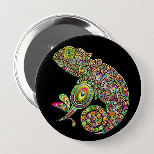 Chameleon Psychedelic Fantasy Ronde Button 4,0 Cm (Voorkant /achterkant)