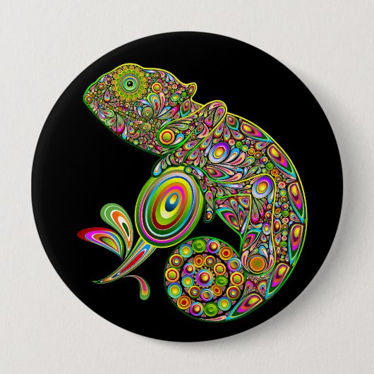 Chameleon Psychedelic Fantasy Ronde Button 4,0 Cm (Voorkant)