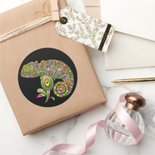 Chameleon Psychedelic Fantasy Ronde Sticker