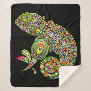 Chameleon Psychedelic Fantasy Sherpa Deken