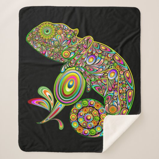 Chameleon Psychedelic Fantasy Sherpa Deken (Voorkant)
