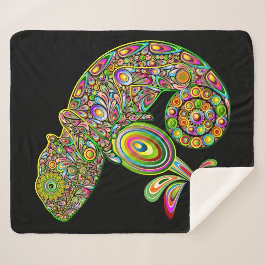 Chameleon Psychedelic Fantasy Sherpa Deken (Voorkant (horizontaal))