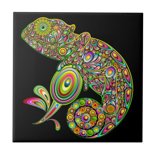 Chameleon Psychedelic Fantasy Tegeltje (Voorkant)