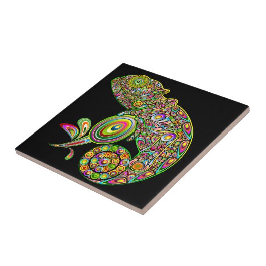 Chameleon Psychedelic Fantasy Tegeltje (Zijkant)