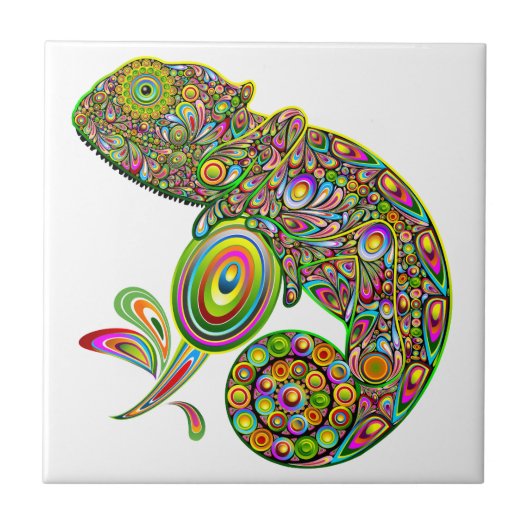 Chameleon Psychedelic Fantasy Tegeltje (Voorkant)