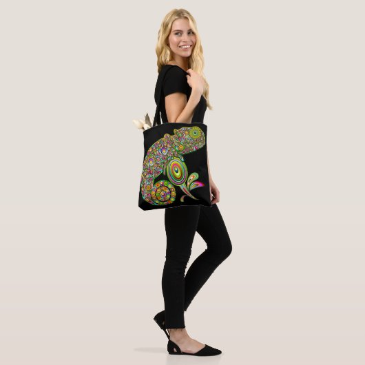 Chameleon Psychedelic Fantasy Tote Bag (Op model)