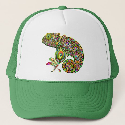Chameleon Psychedelic Fantasy Trucker Pet (Voorkant)