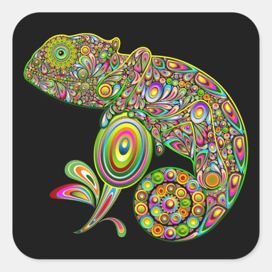 Chameleon Psychedelic Fantasy Vierkante Sticker (Voorkant)