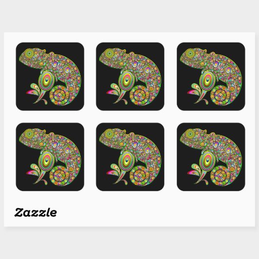 Chameleon Psychedelic Fantasy Vierkante Sticker (Vel)