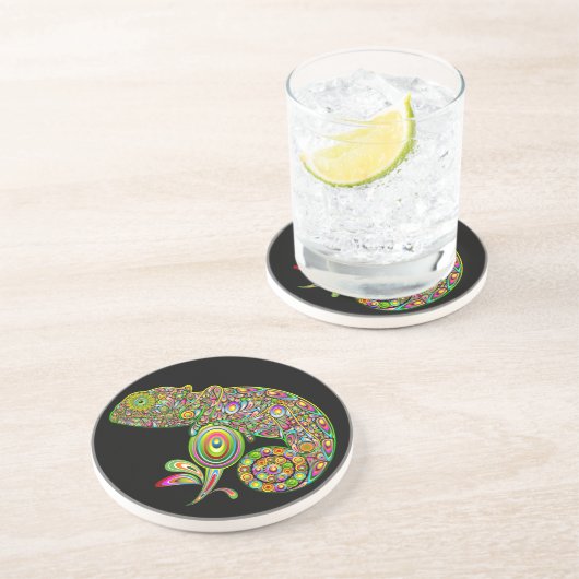 Chameleon Psychedelic Fantasy Zandsteen Onderzetter (Zijkant)