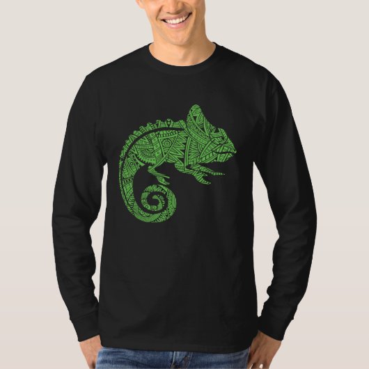 Chameleon Reptile Animal Aztec Maya Maori Tribal P T-shirt (Voorkant)