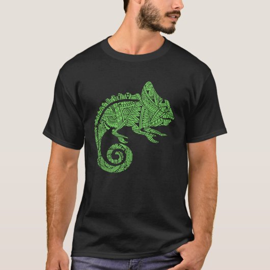 Chameleon Reptile Animal Aztec Maya Maori Tribal P T-shirt (Voorkant)