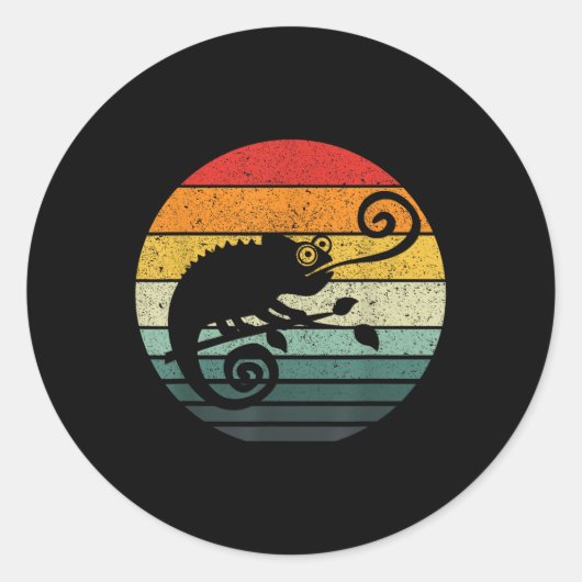 Chameleon Retro Sunset  design Ronde Sticker (Voorkant)