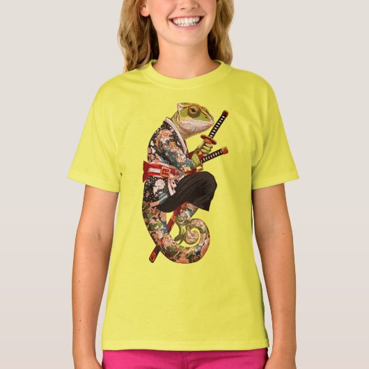 Chameleon Samurai – Getatoeëerde krijger met Katan T-shirt (Voorkant)