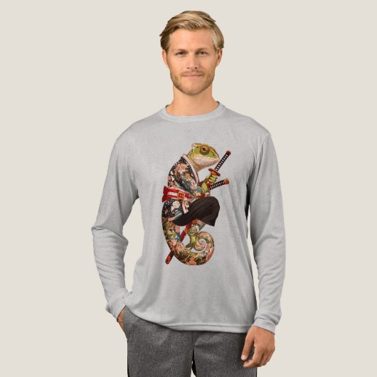 Chameleon Samurai – Getatoeëerde krijger met Katan Tri-Blend Shirt (Voorkant)