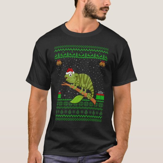 Chameleon Santa Hat Matching Ugly Chameleon Chris T-shirt (Voorkant)