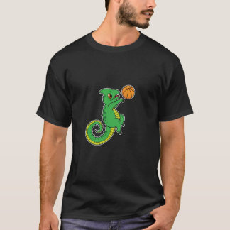 Chameleon speelt basketbal t-shirt