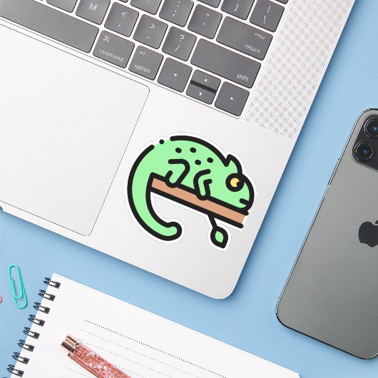 Chameleon Sticker (Laptop met iPhone)