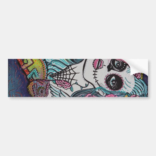 Chameleon Sugar Skull Art Bumpersticker (Voorkant)