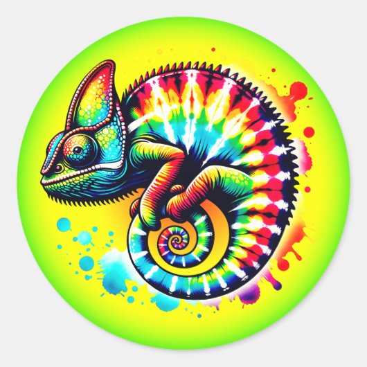 Chameleon Tie-Dye Ronde Sticker (Voorkant)
