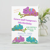 Chameleon verjaardagsuitnodiging kaart (Staand voorkant)