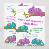 Chameleon verjaardagsuitnodiging kaart (Voorkant / Achterkant)