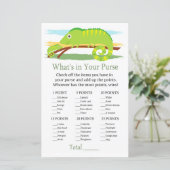 Chameleon Wat zit er in je baby shower met handtas (Staand voorkant)