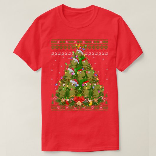 Chameleon Xmas Lighting Tree Santa Chameleon Ugly T-shirt (Design voorkant)