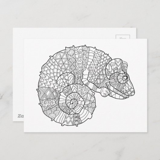 Chameleon Zendoodle Briefkaart (Voorkant / Achterkant)