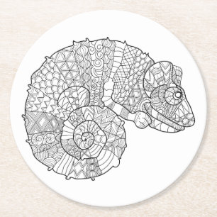 Chameleon Zendoodle Ronde Kartonnen Onderzetter