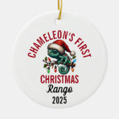 Chameleon's Eerste Kerstmis 2025 Keramisch Ornament (Voorkant)