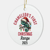 Chameleon's Eerste Kerstmis 2025 Keramisch Ornament (Links)