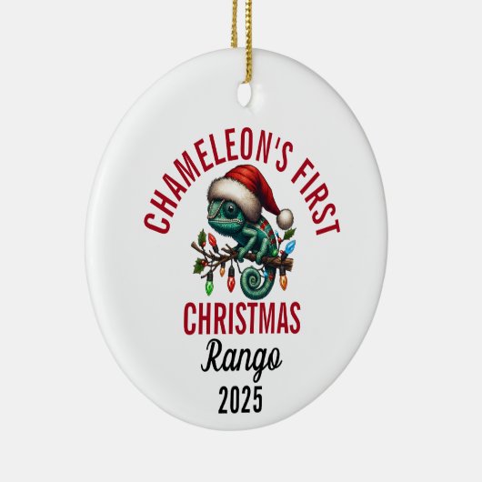 Chameleon's First Christmas 2025 Keramisch Ornament (Rechts)