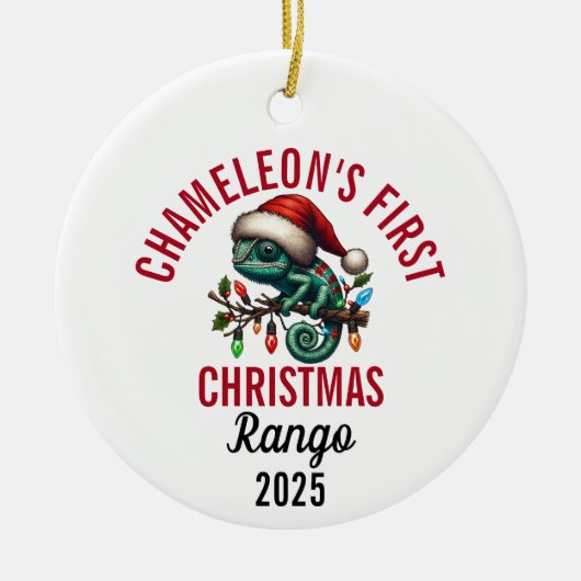 Chameleon's First Christmas 2025 Keramisch Ornament (Voorkant)