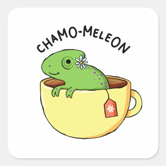 Chamo-meleon Animal Tea Pun Sticker (Voorkant)