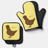 Chamois polish cartoon ovenwant & pannenlap set (Voorkant / Achterkant)