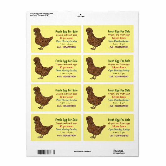 Chamois polish Chicken verse egg sign voor verkoop Etiket (Full Sheet)