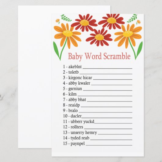 Chamomile Baby word scramble game (Voorkant / Achterkant)