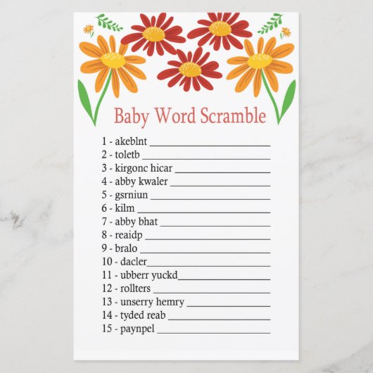 Chamomile Baby word scramble game (Voorkant)