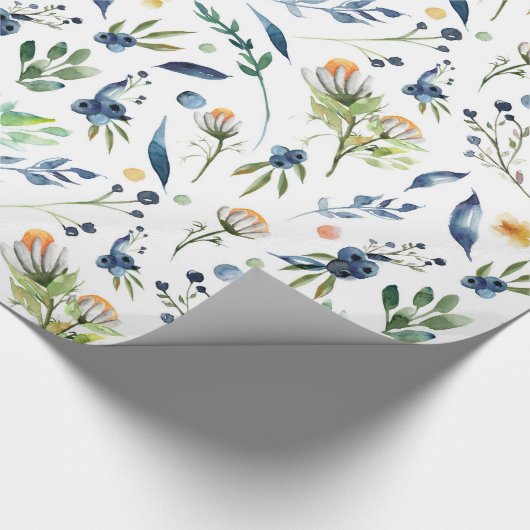 Chamomile bloemen, bloem, blad, bladeren, bessen cadeaupapier (Hoek)