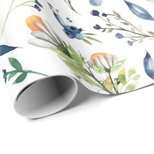 Chamomile bloemen, bloem, blad, bladeren, bessen cadeaupapier (Rol Hoek)